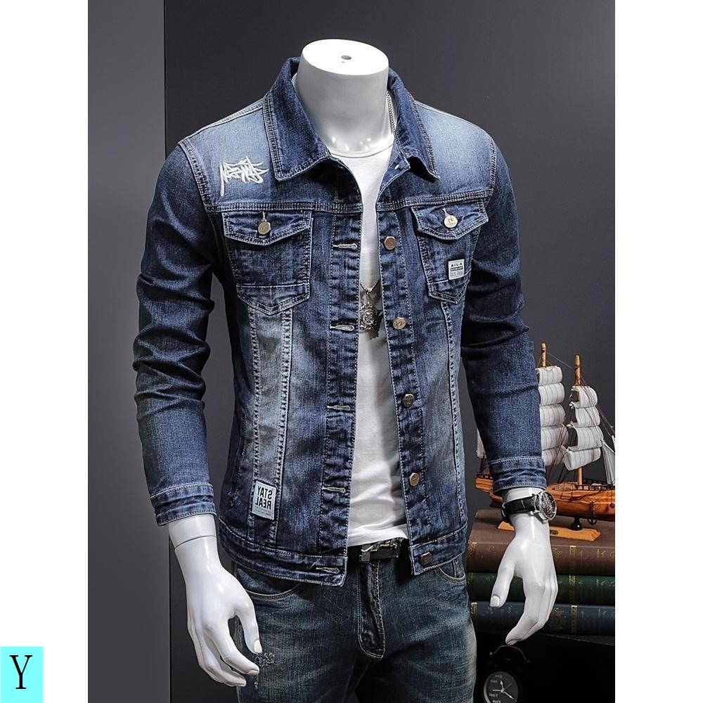 Áo Khoác Denim Dáng Ôm 2 Lớp Mẫu Mới 020 Phong Cách Hàn Quốc Thời Trang Mùa Thu Cho Nam