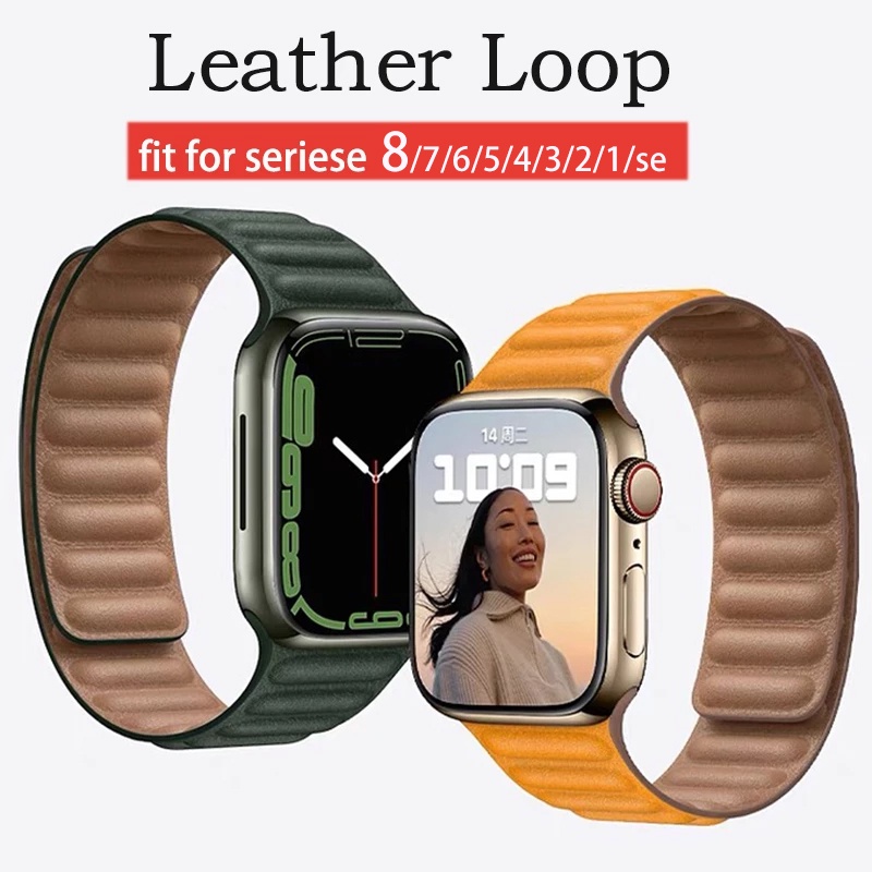 Dây Đeo Bằng Da Có Nam Châm Cho Đồng Hồ Thông Minh Apple watch Series 8 7 6 SE 44 40 42mm iWatch ultra 49mm 5 4 45 41mm