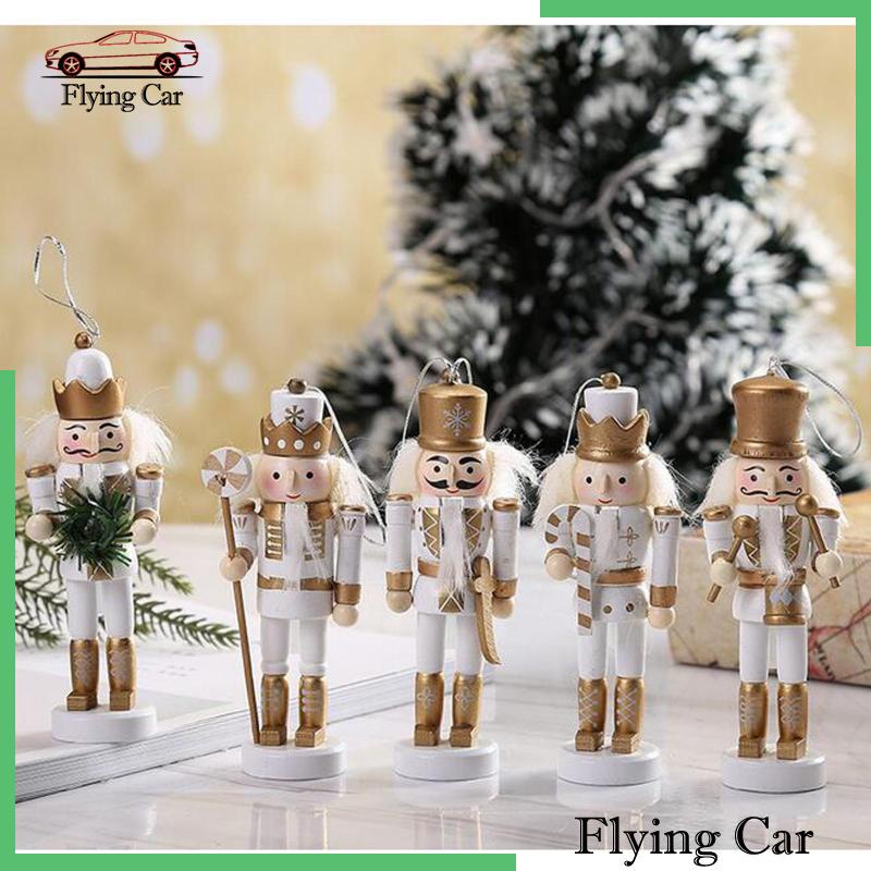 [Lzdjfmy2] 5 Hạt Dẻ Lính Đồ Chơi Truyền Thống Trang Trí Giáng Sinh Màu Vàng Trắng