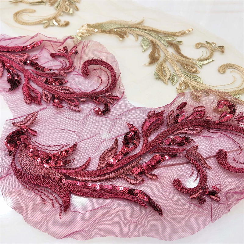 1 Cặp 25 * 14CM Vải Ren Đính Cườm Đầy Màu Sắc Dùng Để May Vá Quần Áo