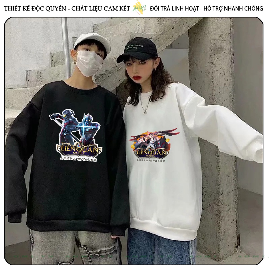 Áo LIÊN QUÂN MOBILE GARENA khoác Nỉ Bông Hoodie có mũ form rộng basic tay dài dày dặn ấm áp cặp đôi nam nữ unisex Aomivn