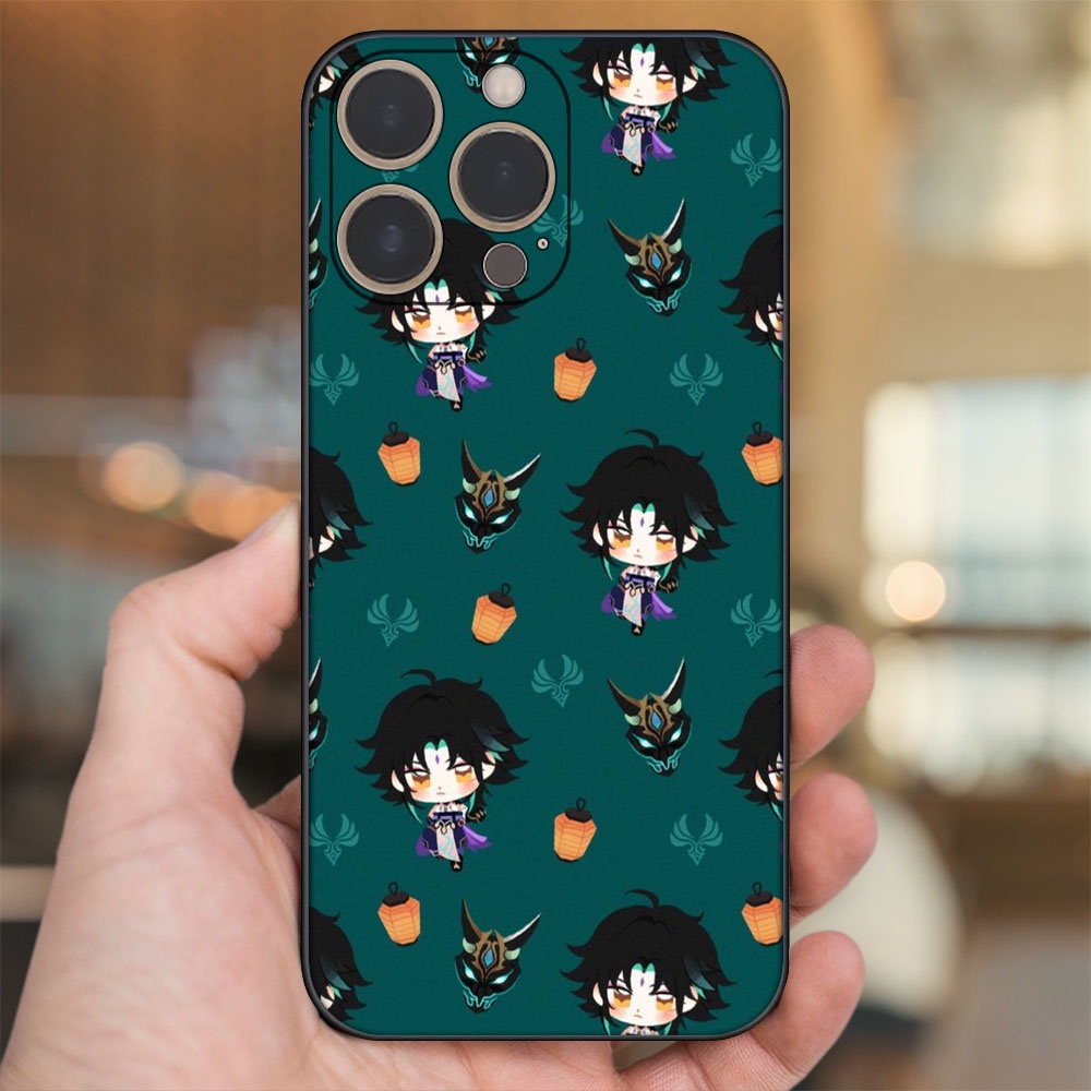 Ốp lưng iPhone 14 Pro dẻo đen cạnh vuông in hình Xiao Genshin Impact