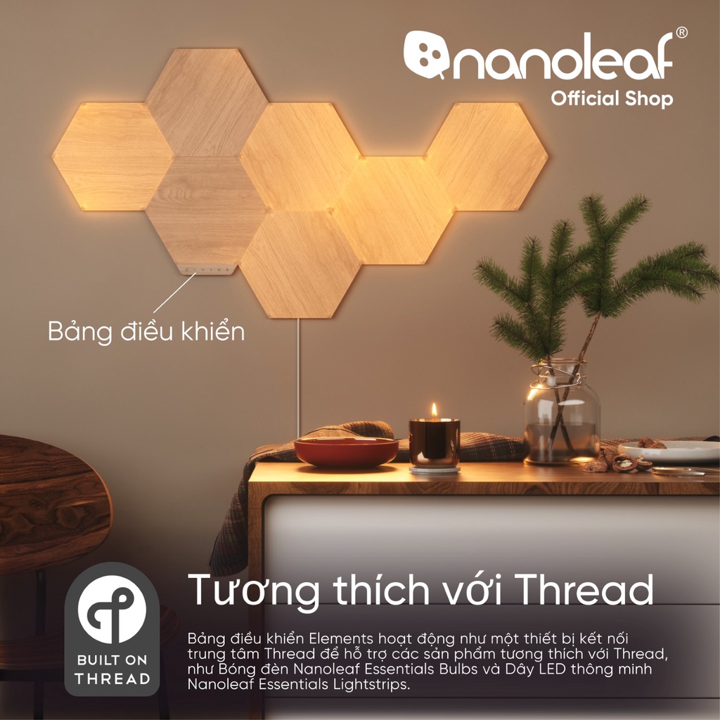 Đèn LED RGB lắp ghép thông minh Nanoleaf Elements 7 ô đèn (Bộ khởi động)