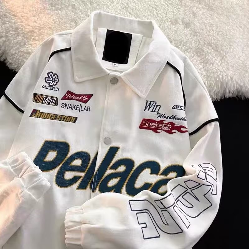 Áo Khoác Polo Dáng Rộng Hai Lớp Thêu Chữ Phong Cách Đường Phố Mỹ Thời Trang Thu Đông Mới 2022