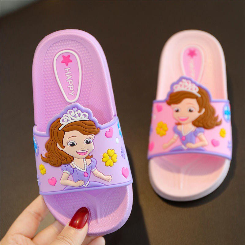 Dép lê quai ngang đúc nguyên khối hình công chúa Sofia cho bé gái chất cao su mềm êm chân