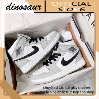 Giày Jordan Cổ Cao, Giày JD1 Xám Trắng Hàng Đẹp Tặng Kèm Phụ Kiện R2193 Ryze.Sneaker