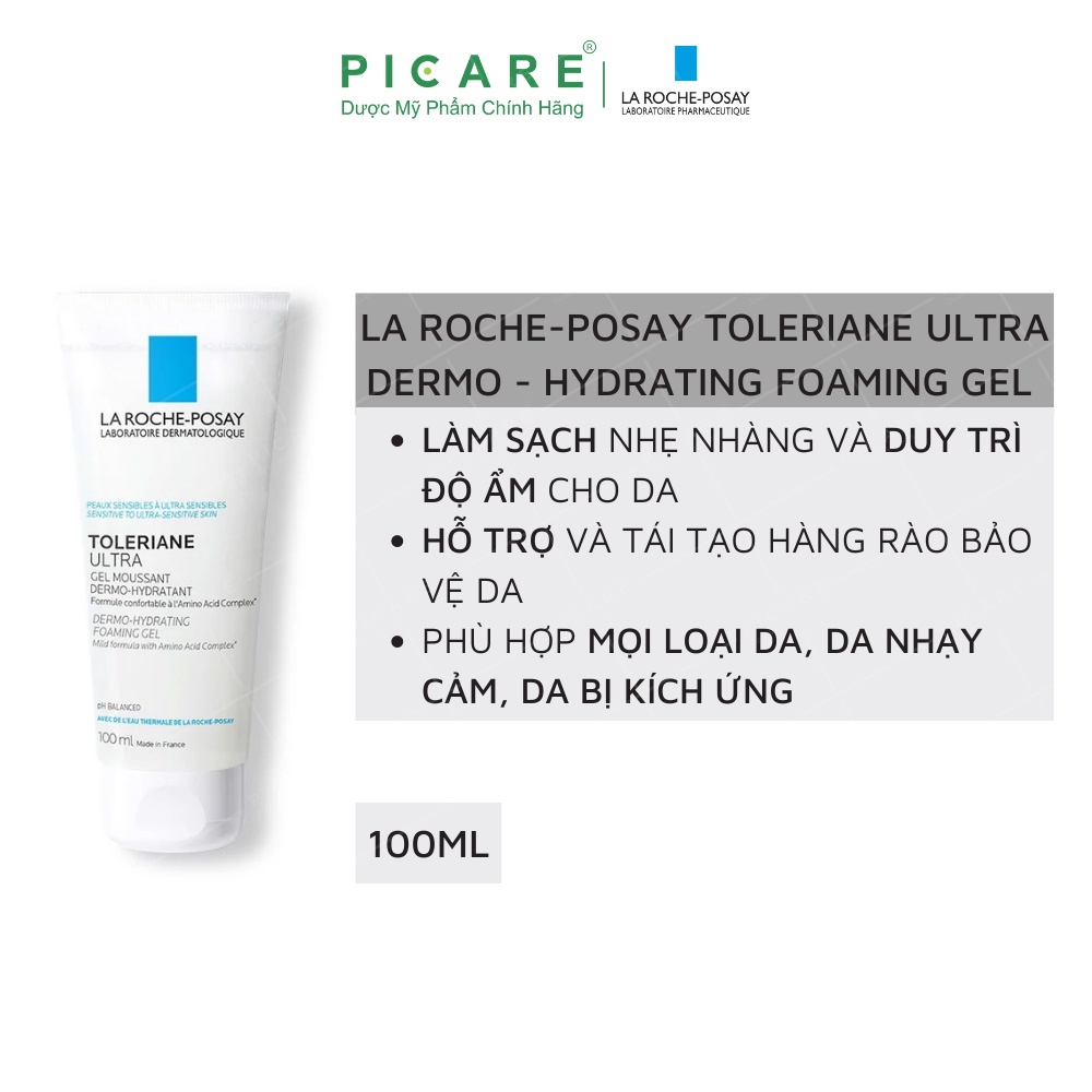 Gel Rửa Mặt Làm Sạch, Dưỡng Ẩm Không Gây Khô Da La Roche Posay Toleriane Ultra Dermo-Hydrating Foaming Gel 100ml