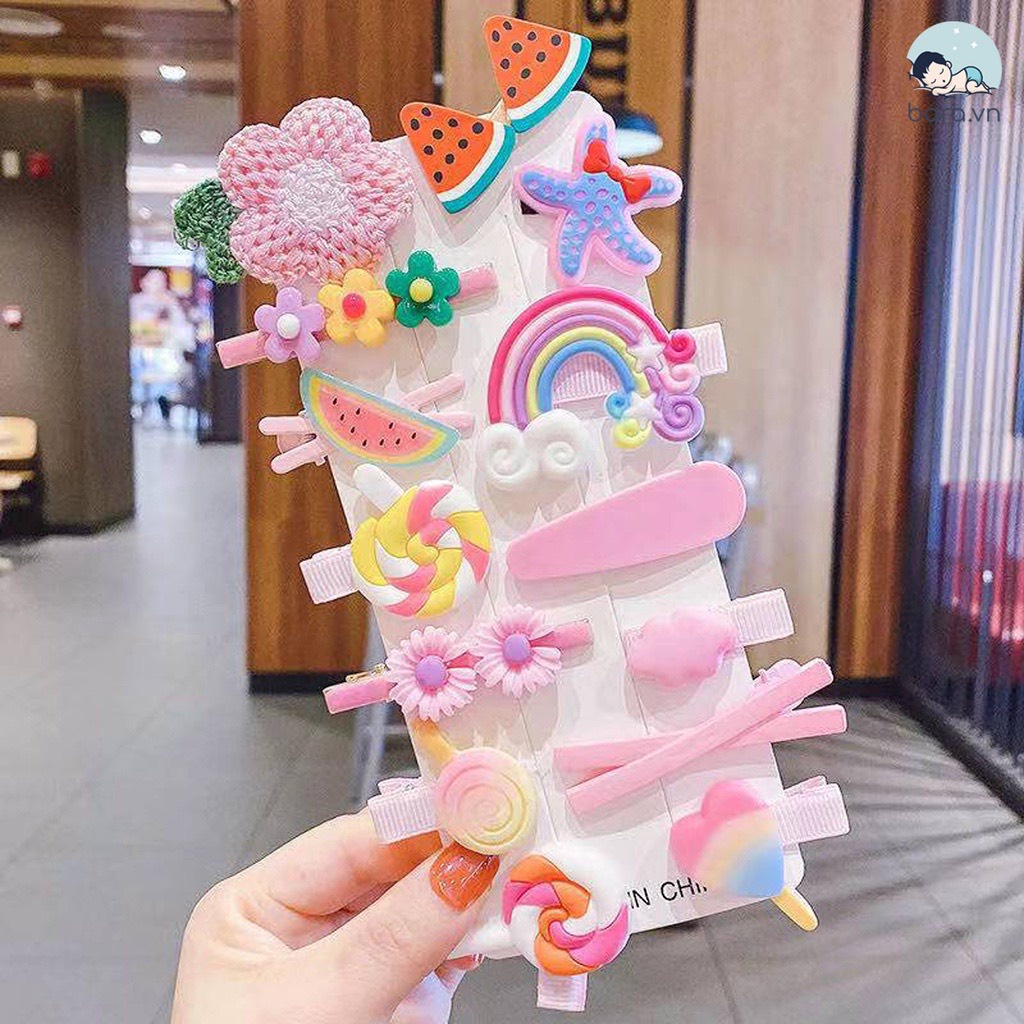 Kẹp tóc cho bé gái set 14 chiếc họa tiết rất dễ thương phiên bản A05 mới về