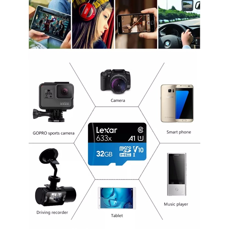 Thẻ nhớ Micro SD Lexar 32GB/ 64GB, A1 Class 10, 633x U1 100MB/s - kèm Adapter chuyển SD, chính hãng, bảo hành 5 năm