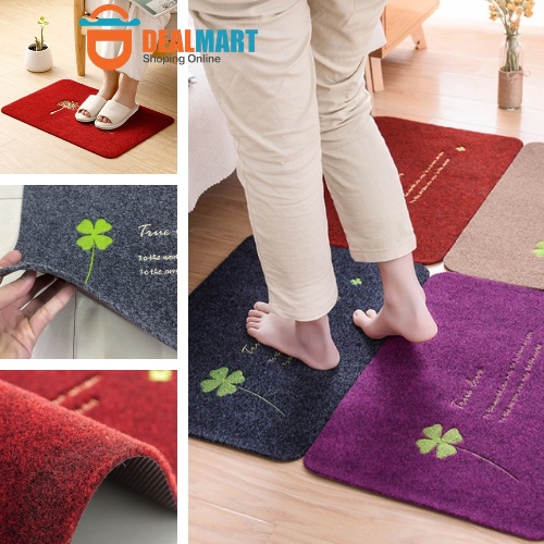 Thảm lau chân cỏ 4 lá, thảm chùi chân Deal Mart sợi êm ái bám bụi thấm hút để phòng khách, phòng ngủ, nhà bếp