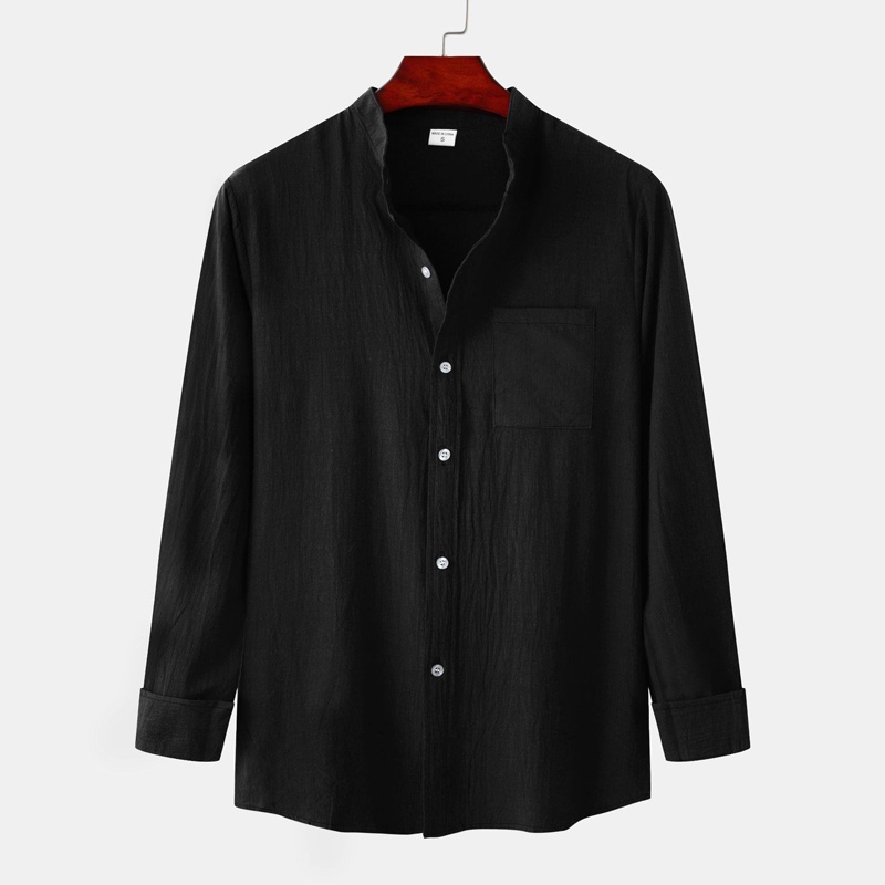 Áo Sơ Mi cotton Lanh Mỏng Tay Dài Màu Trơn Thời Trang Cho Nam