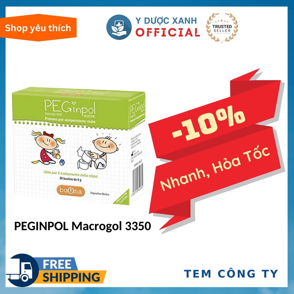 PEGINPOL Macrogol 3350, 20 gói, Bột giảm táo bón cho bé - Y Dược Xanh