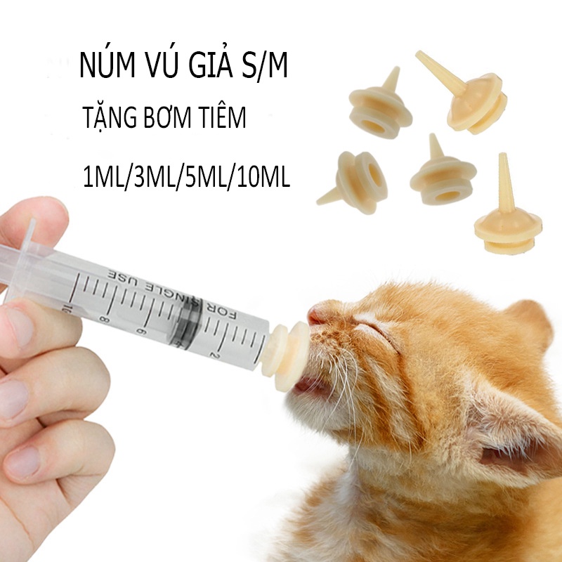 Ti giả Núm Ti MIRACLE Dành Cho Thú Con Tặng Xilanh 1ml/3ml5ml/10ml Combo núm vú giả thú cưng và bơm tiêm