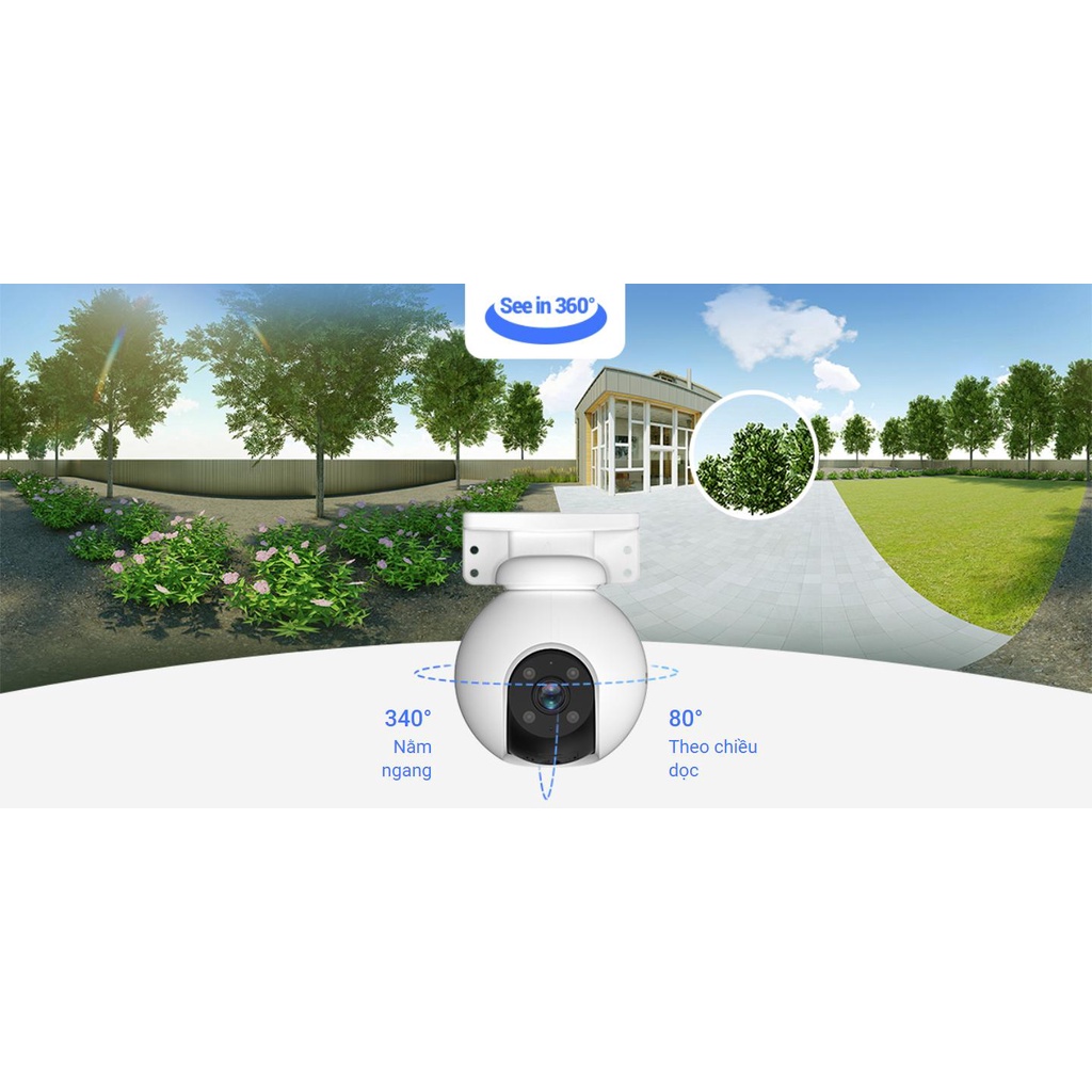 [FREESHIP] Camera WiFi EZVIZ H8 PRO 2K - Full HD 3MP, Bao Phủ Toàn Cảnh 360 Độ, Phát Hiện Con Người, Đàm Thoại 2 Chiều