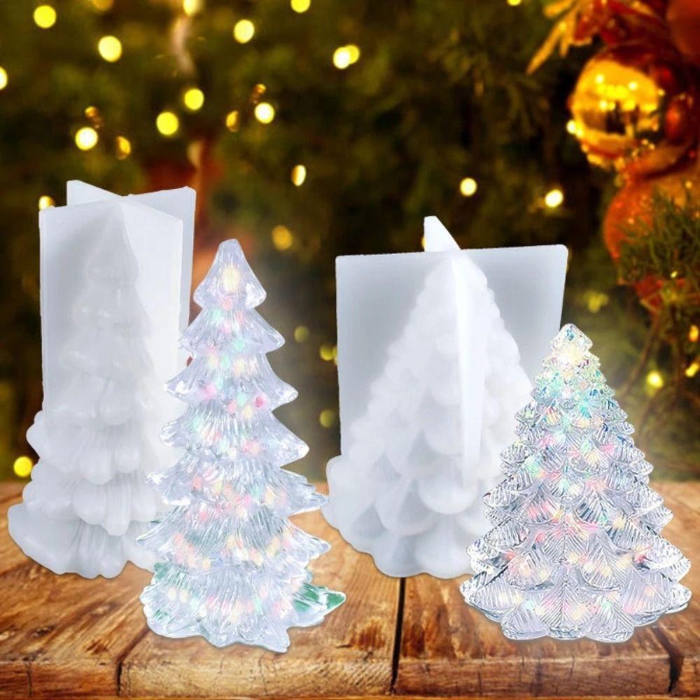 Aaron1 Khuôn Làm Nến Hình Cây Thông Giáng Sinh 3D DIY Sáng Tạo Dễ Vệ Sinh Để Bàn Trang Trí