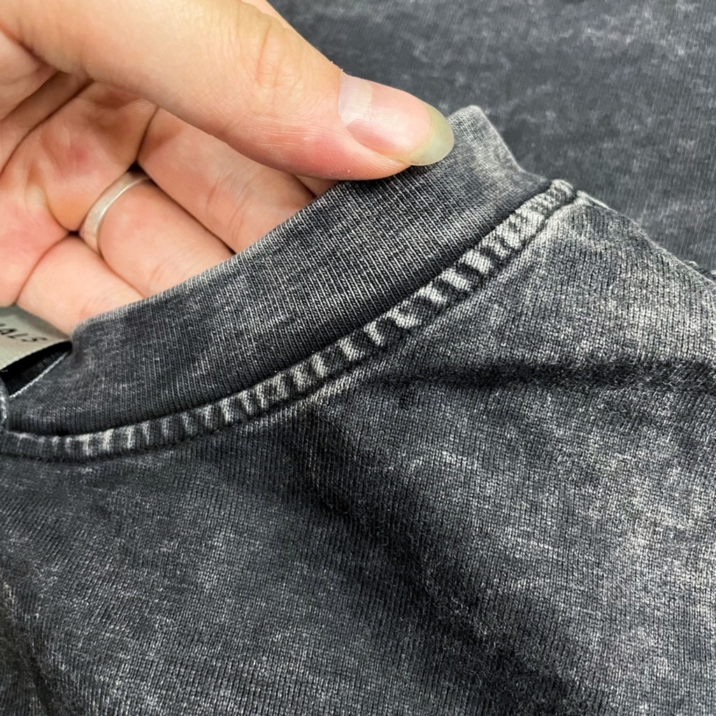 Áo Thun Loang đen trơn/ Áo thun cotton wash xám.