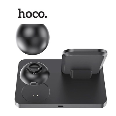 Đế sạc không dây 15W Hoco CW33 hỗ trợ sạc điện thoại , đồng hồ, airpod cùng lúc chất liệu ABS cao cấp