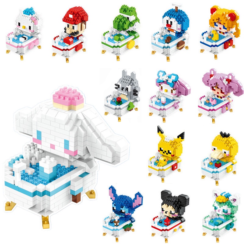 Đồ Chơi Lắp Ráp Mô Hình Nhà Tắm Hoạt Hình Thiên Thần Stitch Mini Dễ Thương Cho Trẻ Em