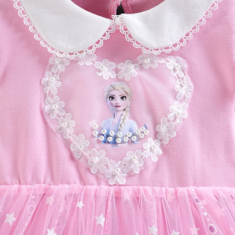 Đầm Công Chúa Elsa Bằng Cotton Tinh Khiết Thoải Mái Cổ Búp Bê Tay Dài Dễ Thương Phong Cách Phương Tây Cho Bé Gái 3-8 Tuổi