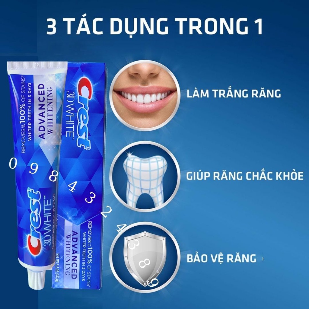 Combo 3 tuýp kem đánh răng crest 3D White Brilliance - 3 pack