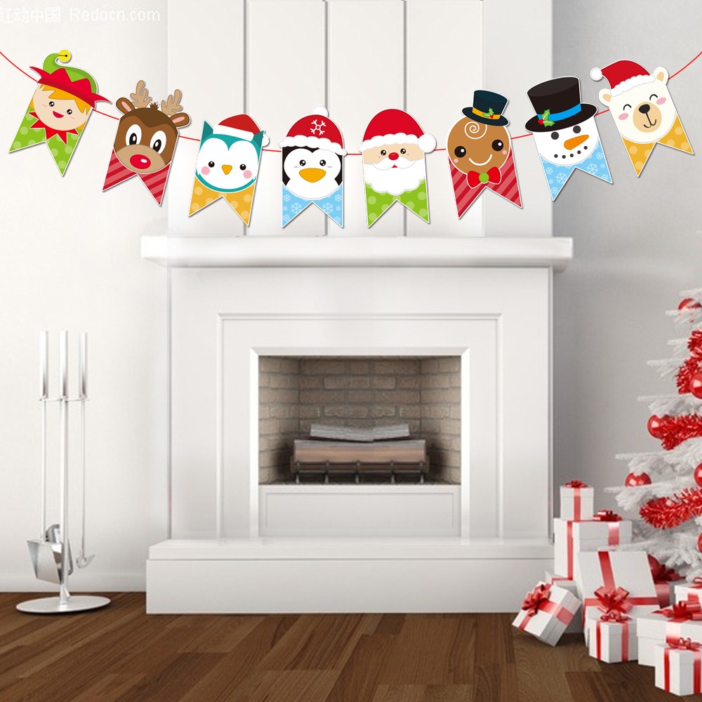 Cờ Trang Trí Giáng Sinh Hình Ông Già Noel Và Tuần Lộc Sáng Tạo Mẫu Mới 2023