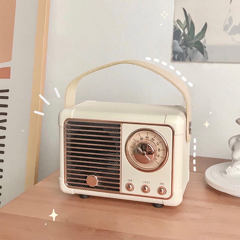 [SẲN HCM] LOA MINI BLUETOOTH VINTAGE QUAI DA CAO CẤP