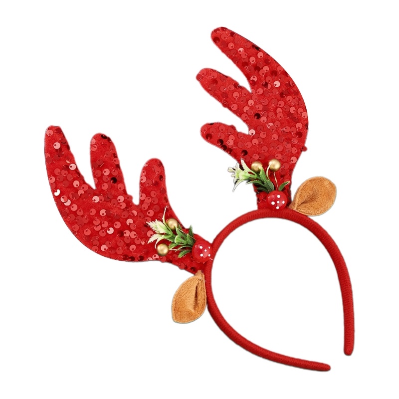 Băng Đô Cài Tóc Hình Sừng Hươu Đính Kim Sa Lấp Lánh Cho Người Lớn Và Trẻ Em