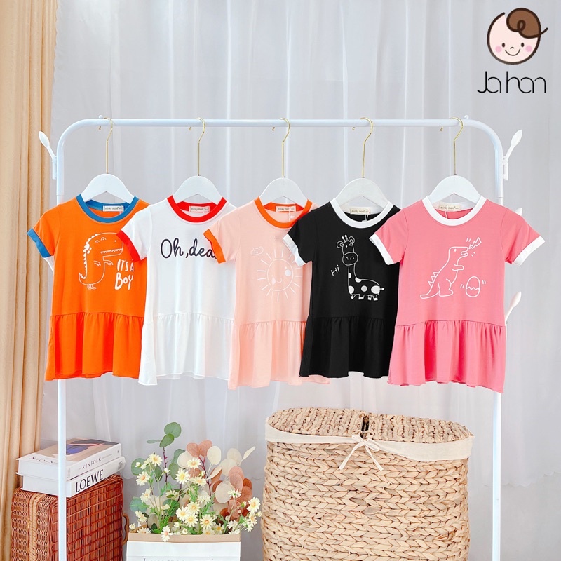 Váy xoè cộc tay thun lạnh Minky Mom siêu xinh cho bé gái