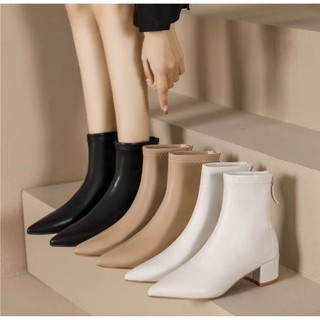 Giày Boots Martin Gót Dày Mũi Nhọn Thời Trang Cá Tính
