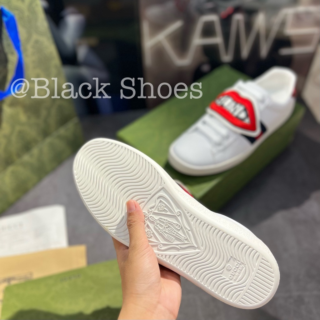 Giày Thể Thao GG 3 Vạch 𝐆𝐮𝐜𝐜𝐢 Môi For Love Mẫu Mới Hàng Cao Cấp Giày Gucci Trắng Blind For Love Nam Nữ