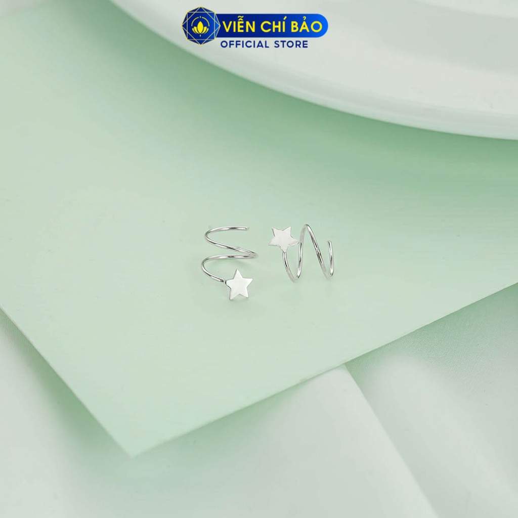 Khuyên tai bạc nữ xoắn ngôi sao chất liệu bạc 925 thời trang phụ kiện trang sức Viễn Chí Bảo B400483x