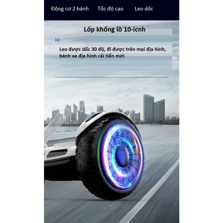 Xe cân bằng điện thông minh - bánh xe địa hình 10 inch- Tặng Kèm tay cầm