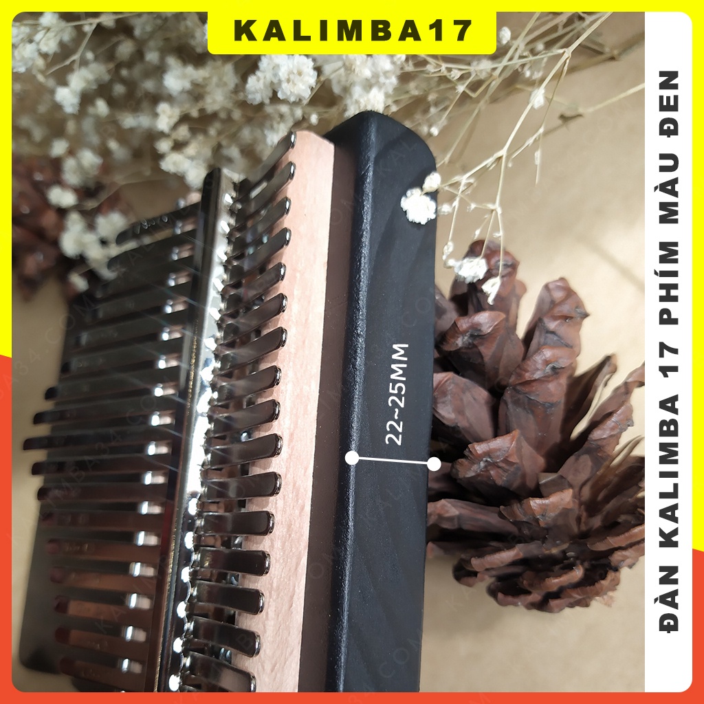 Đàn kalimba 17 phím màu đen KL34, Kalimba gỗ nguyên khối Manhogany , Piano ngón tay cái âm vang hay không tịt