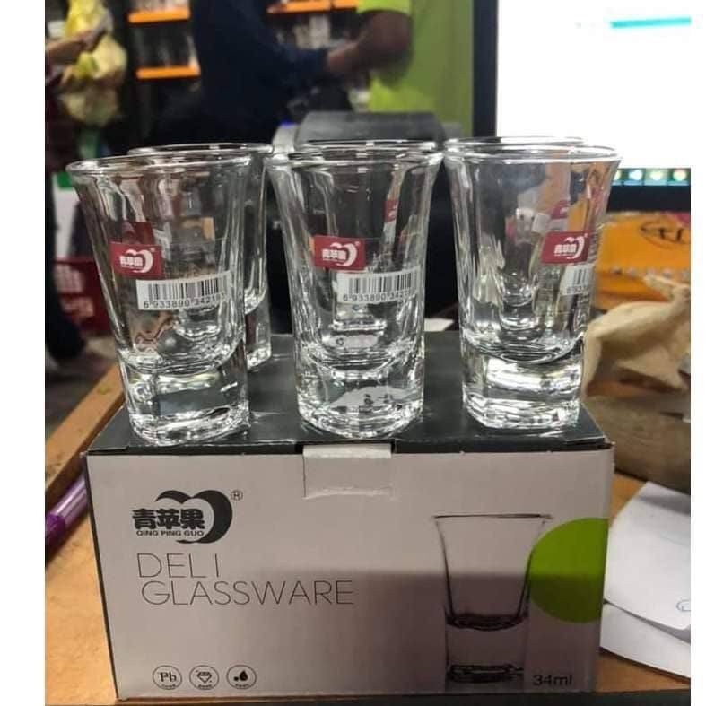 Bộ 6 chén cao uống r.ư.ợ.u Deli Glassware 34ml