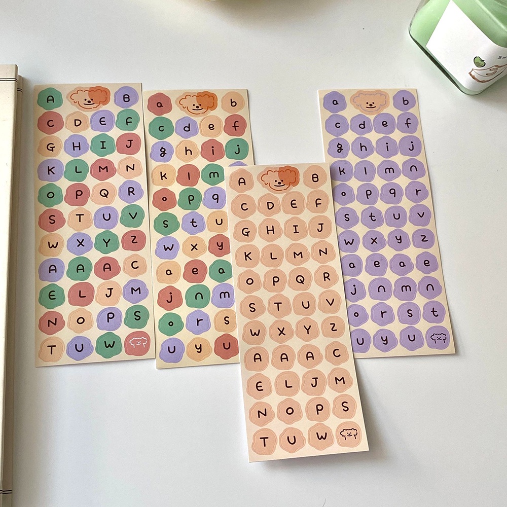 Sticker chữ cái cute font chữ dễ thương STI58 sticker chữ tiếng anh viền hoa trang trí sổ- BÚT ĐẸP