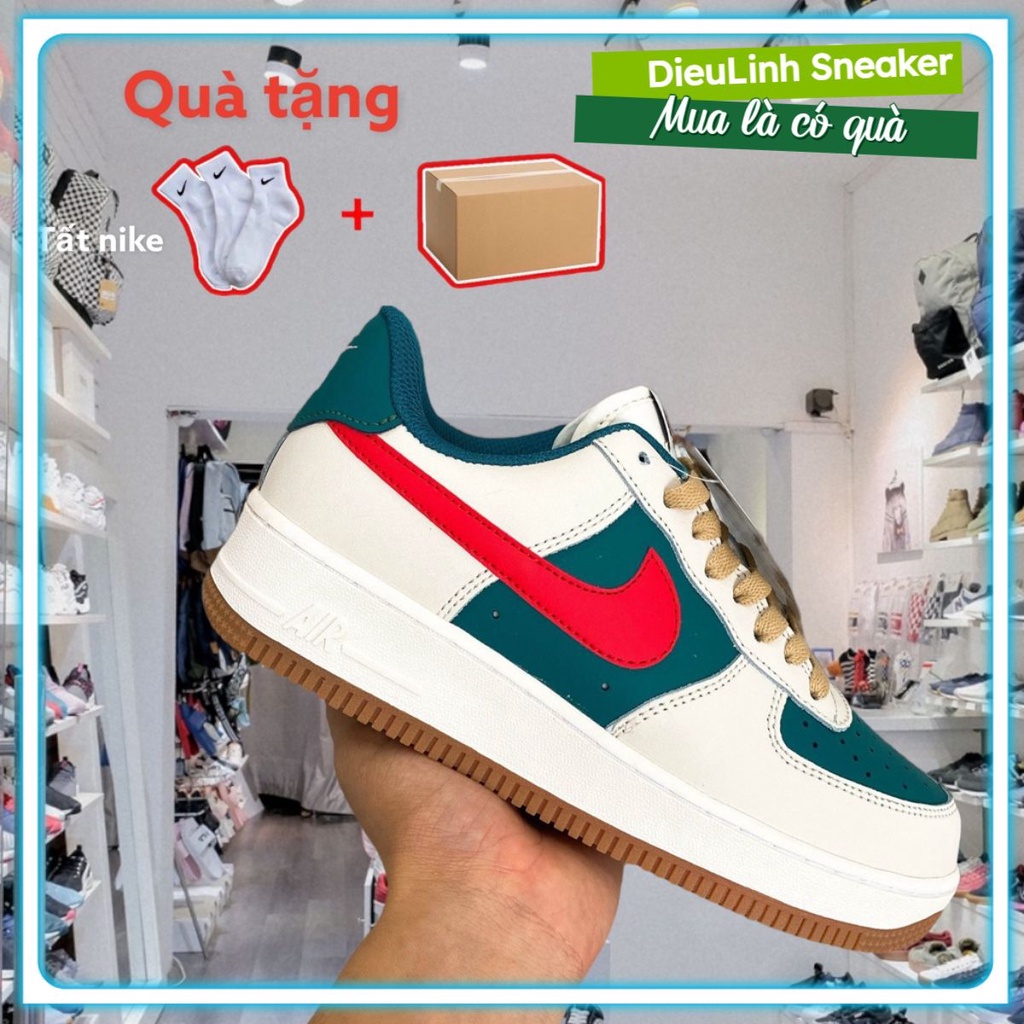 Giày Nike Air Force 1 Gucci, Giày Sneaker AF1 Xanh Đỏ Nam Nữ Thể Thao Cổ Thấp Cao Cấp