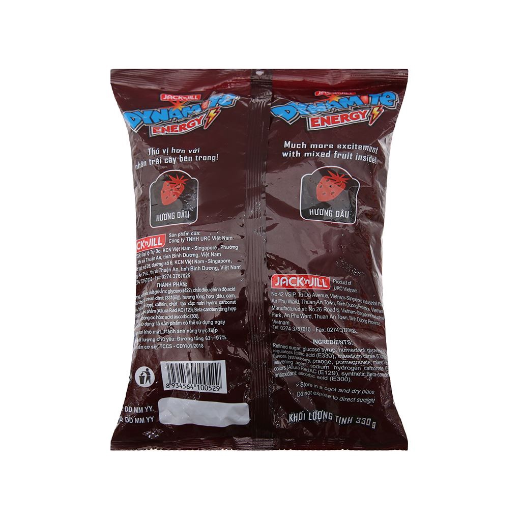 Combo 5 gói kẹo DYNAMITE ENERGY hương dâu 330g / Kẹo DYNAMITE ENERGY hương dâu 330g