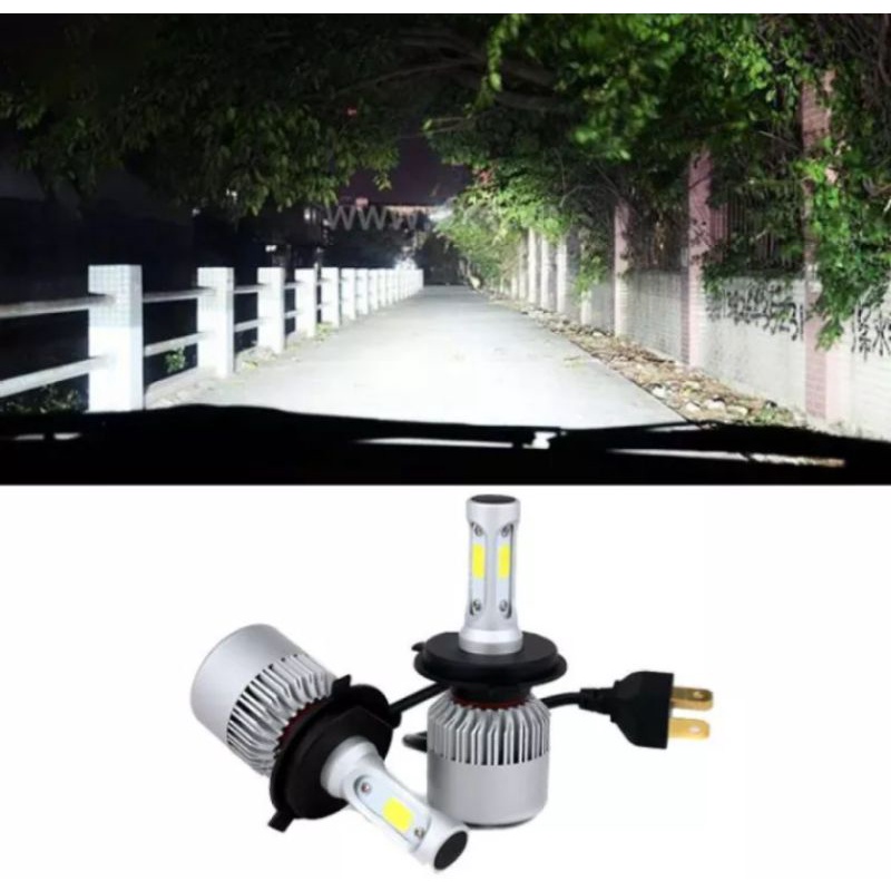 đèn Pha LED cho xe máy ôtô X7 3 tim H4 tản nhiệt cao cấp siêu sáng