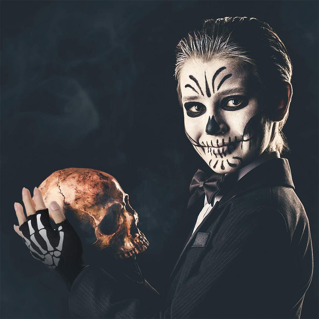 Găng Tay Hở Ngón Dạ Quang Co Giãn Cho Halloween