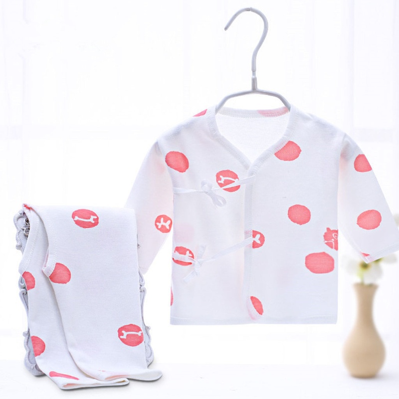 Bộ Đồ Lót 2 Món Áo Tay Dài Phối Quần Dài Hở Lưng Thiết Kế Dễ Thương Cho Bé Sơ Sinh