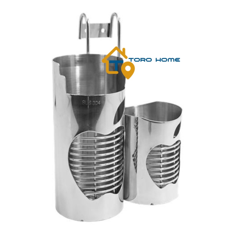 Ống đũa inox 304 loại 2 ngăn hình trái táo ĐT-2 Toro Home, Cam kết chất liệu inox Chuẩn 304