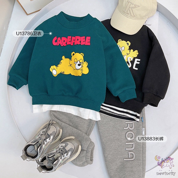 Áo Sweater Tay Dài Hoạ Tiết Hoạt Hình Phong Cách Hàn Quốc Cho Bé