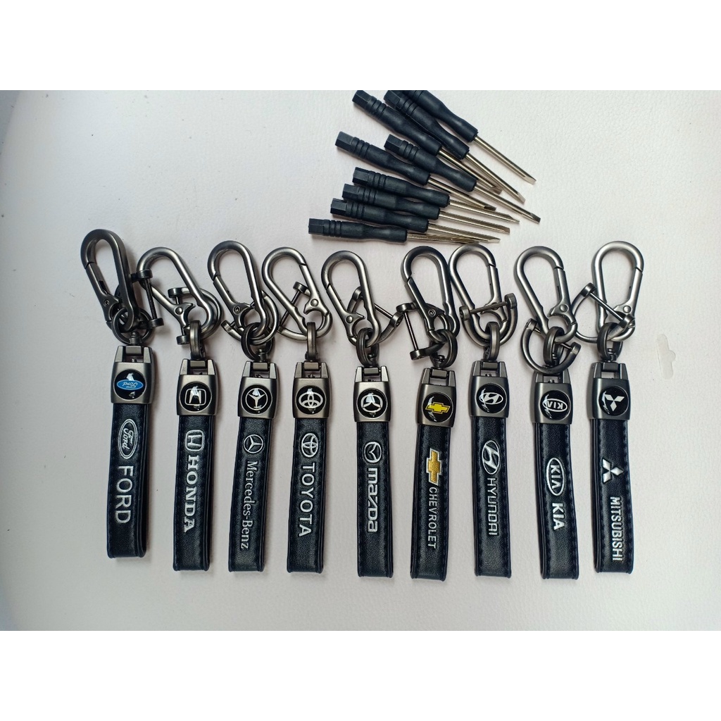 Móc khoá xe ô tô, xe hơi bọc da có gắn logo đủ các hãng