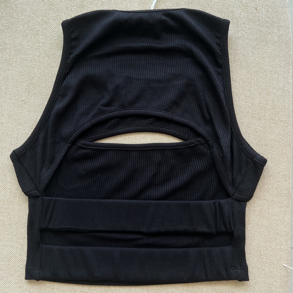 HASMILED - "HASMILED" Áo crop thun gân với hình thêu logo