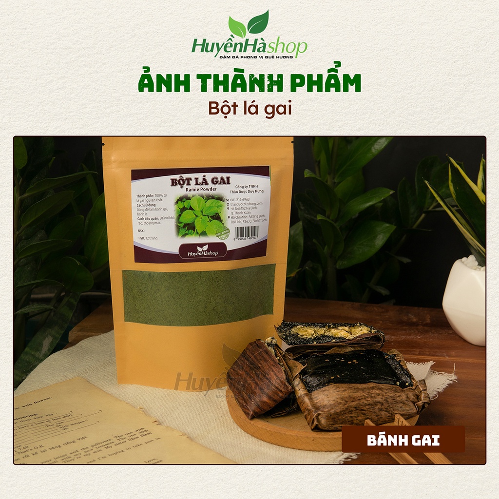 Bột Lá Gai Khô Nguyên Chất 100% - Bột Làm Bánh Ít Lá Gai Tạo Màu Đen Tự Nhiên - Huyền Hà Shop