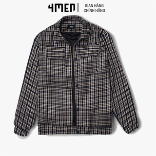 Áo khoác Nam Form Regular Túi Hộp 4MEN AK032 kẻ sọc caro basic đẹp, tiện lợi, vải thoáng mát, thấm hút mồ hôi