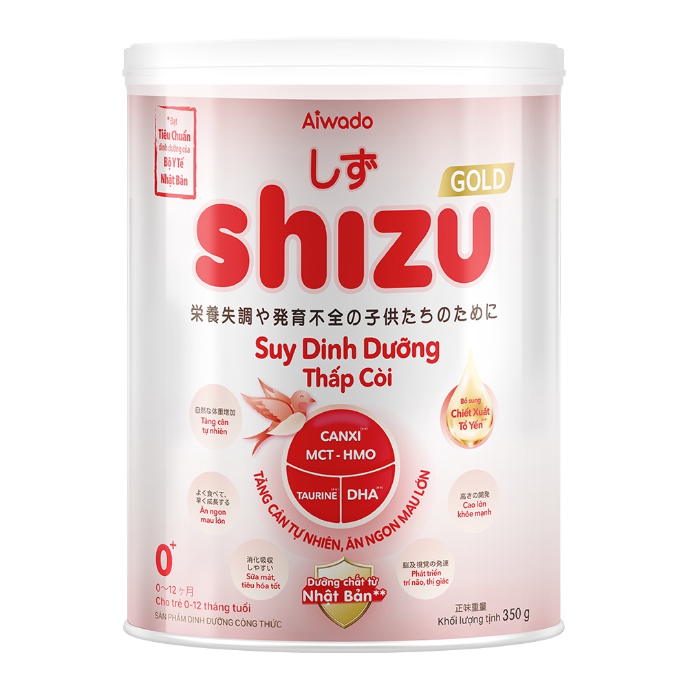 Sữa bột Aiwado Shizu Gold Suy Dinh Dưỡng Thấp Còi 0+ 350g - TĂNG CÂN TỰ NHIÊN, ĂN NGON MAU LỚN