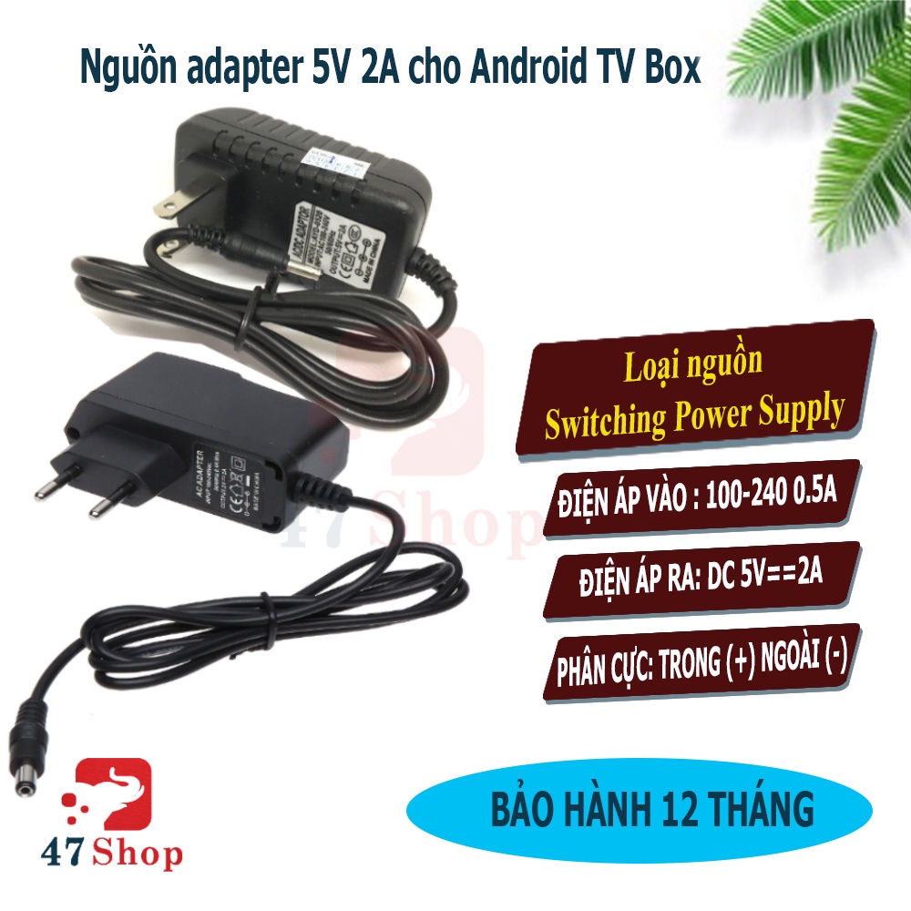 Nguồn - Adapter 5V 2A cho Android TV Box, Camera IP, Máy Chấm Công, Máy Tính Bảng