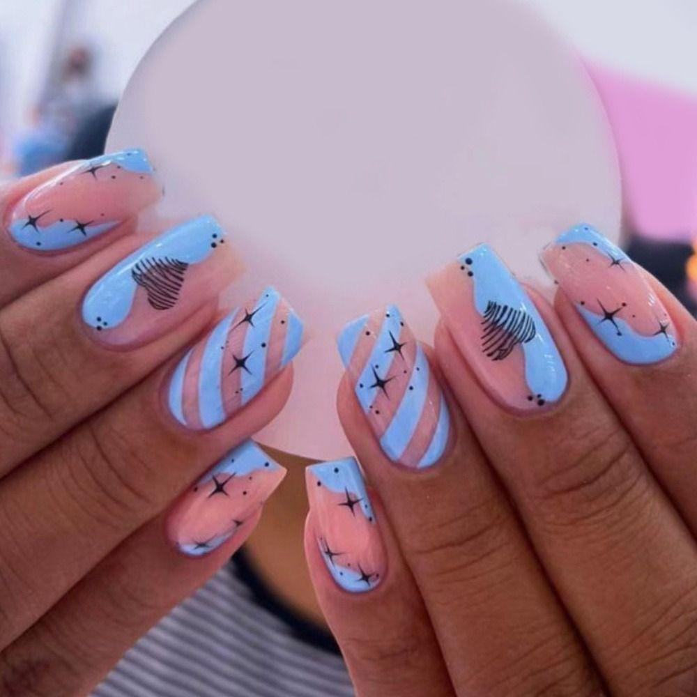 Bộ Móng Tay Giả Có Thể Tháo Rời Họa Tiết Lá Graffiti