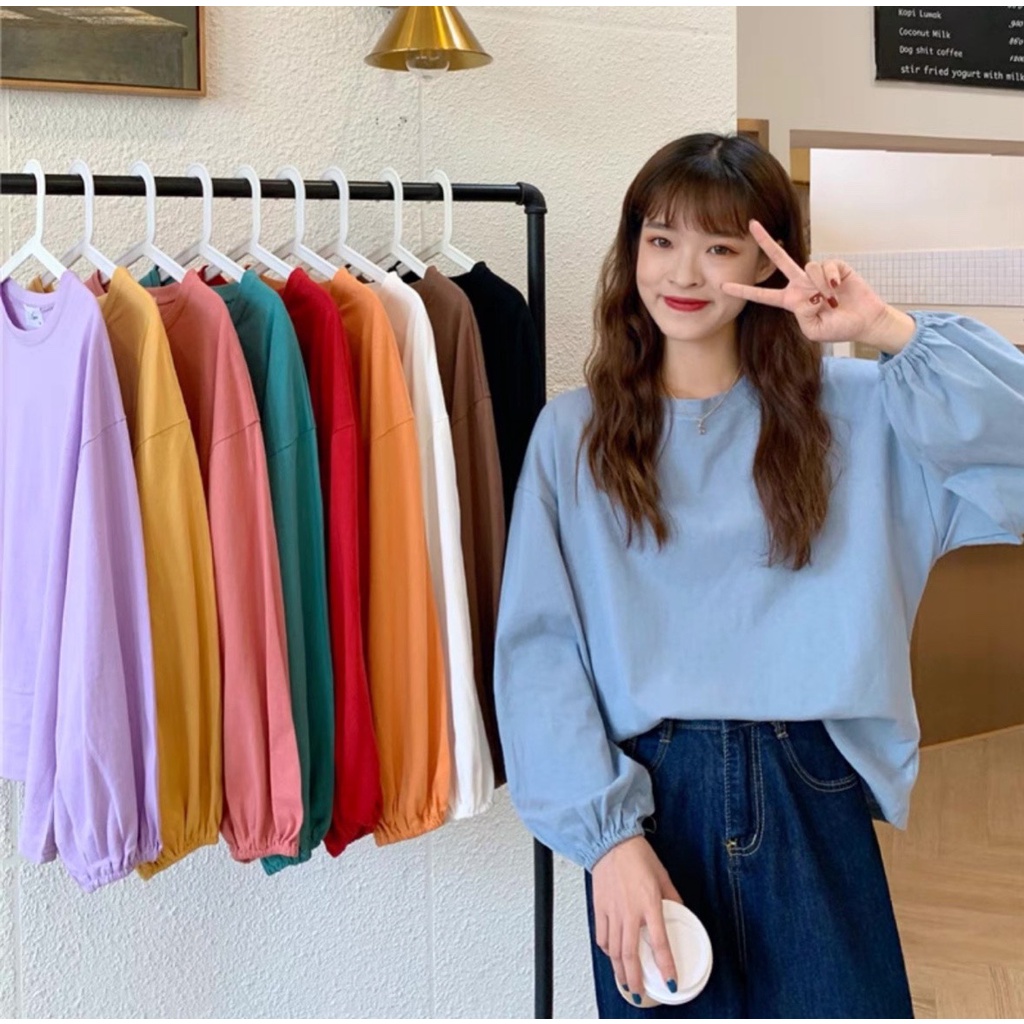 Áo thun TAY DÀI BO GẤU 6535 ❤️ Áo tay dài Unisex form rộng Freesize dành cho nam nữ Molly Fashion